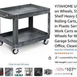 YITAHOME Utility Cart on Wheels, Plastic Tool Cart 550 lbs