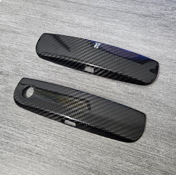 Brand New 2PCS Dodge Challenger 2011-2023 Real Carbon Fiber Door Handle Knob Cover Trim