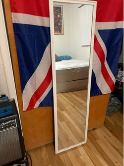 White frame tall mirror