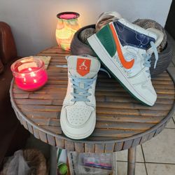 🟠 Jordan 1 Mid SE – Size 7Y – Sail/Safety Orange/Psychic Blue – Clean! 🔥