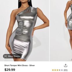 Silver Off shoulder Fashion Nova Dress
