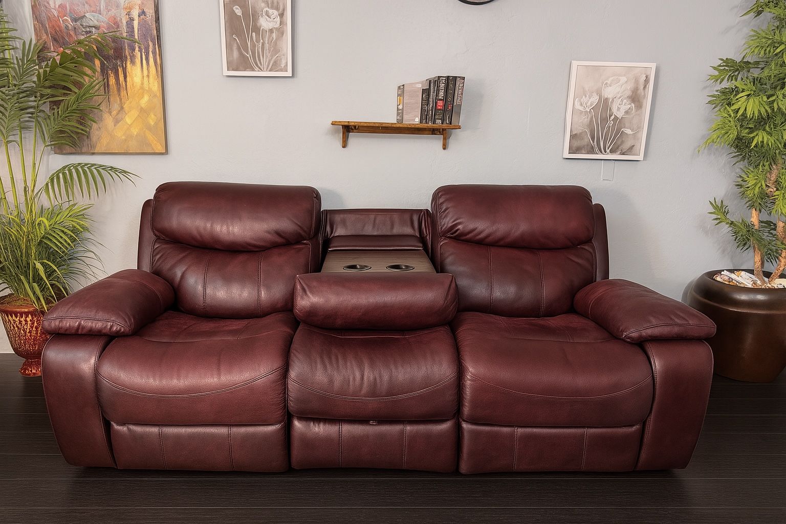 Red Leather Recliner (Free Delivery)