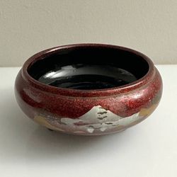 Small Vintage Oriental Lacquer Wood Bonsai Succulents Planter Pot Footed Low Bowl
