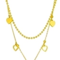 Elegant Lady Heart Shape Titanium Steel Plating Inlay Zircon Layered Necklaces