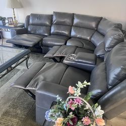 Gray Recliner Sectional Couch 