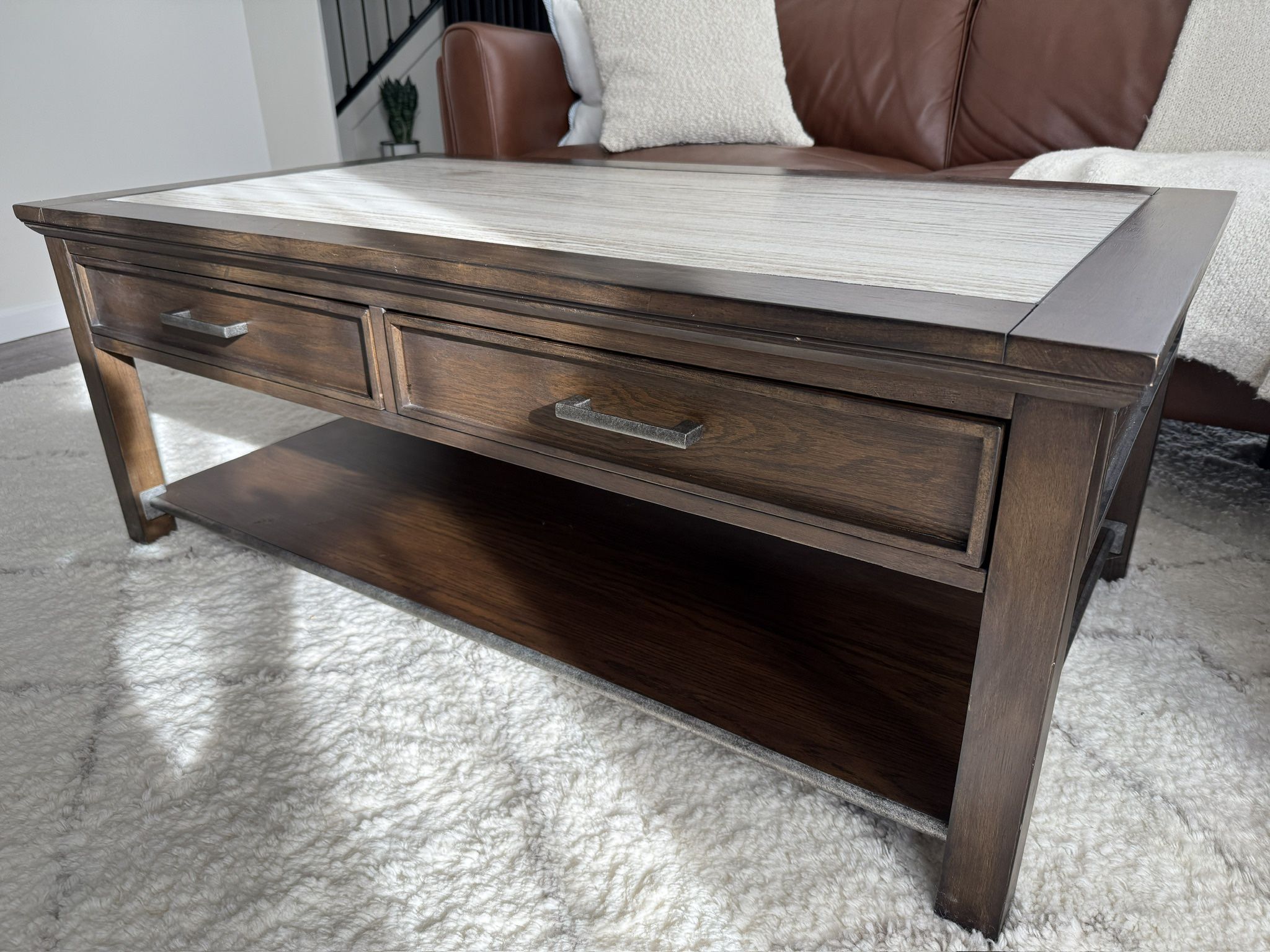 Marble Top Wood Coffee Table (Havertys)