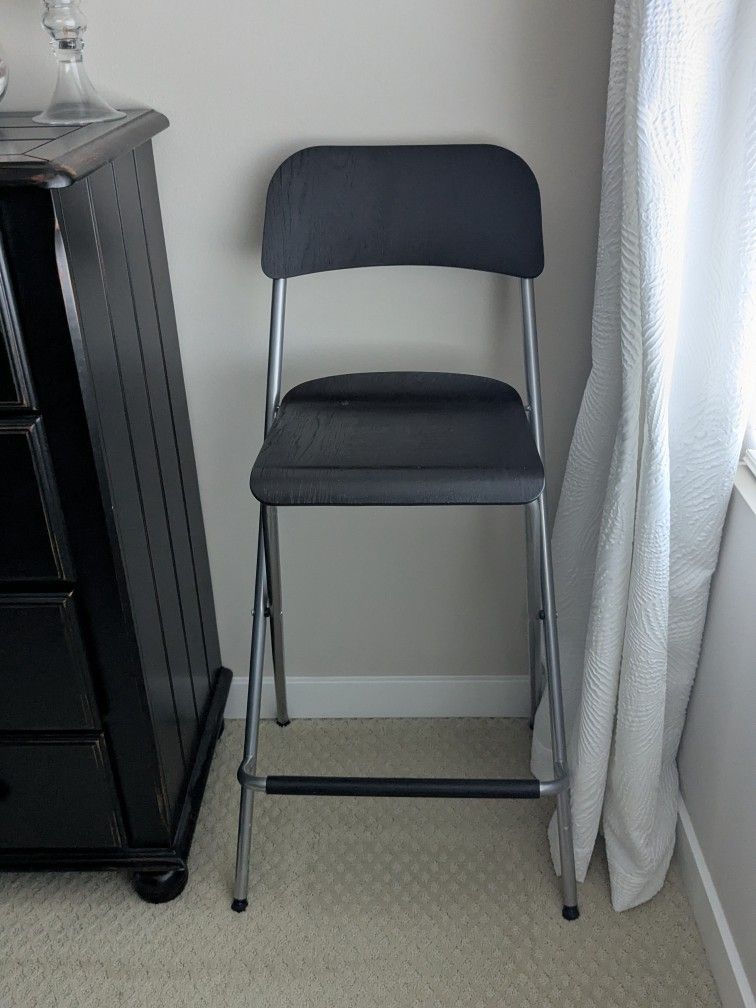Qty(2) IKEA Bar Stool With Bracket, Foldable, Black