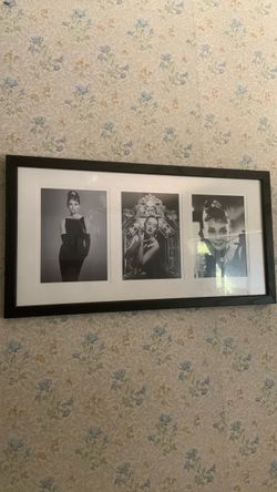 Framed Black and White Photo Triptych Audrey Hepburn as Holly Golightly from Breakfast at Tiffany’s