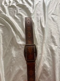 Brown leather belt Women