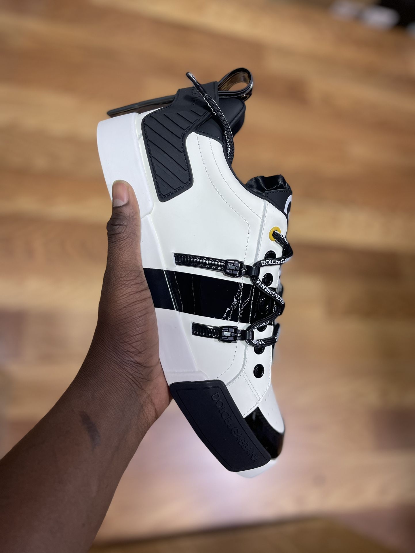 Dolce & Gabbana Portofino sneakers in calfskin and patent leather