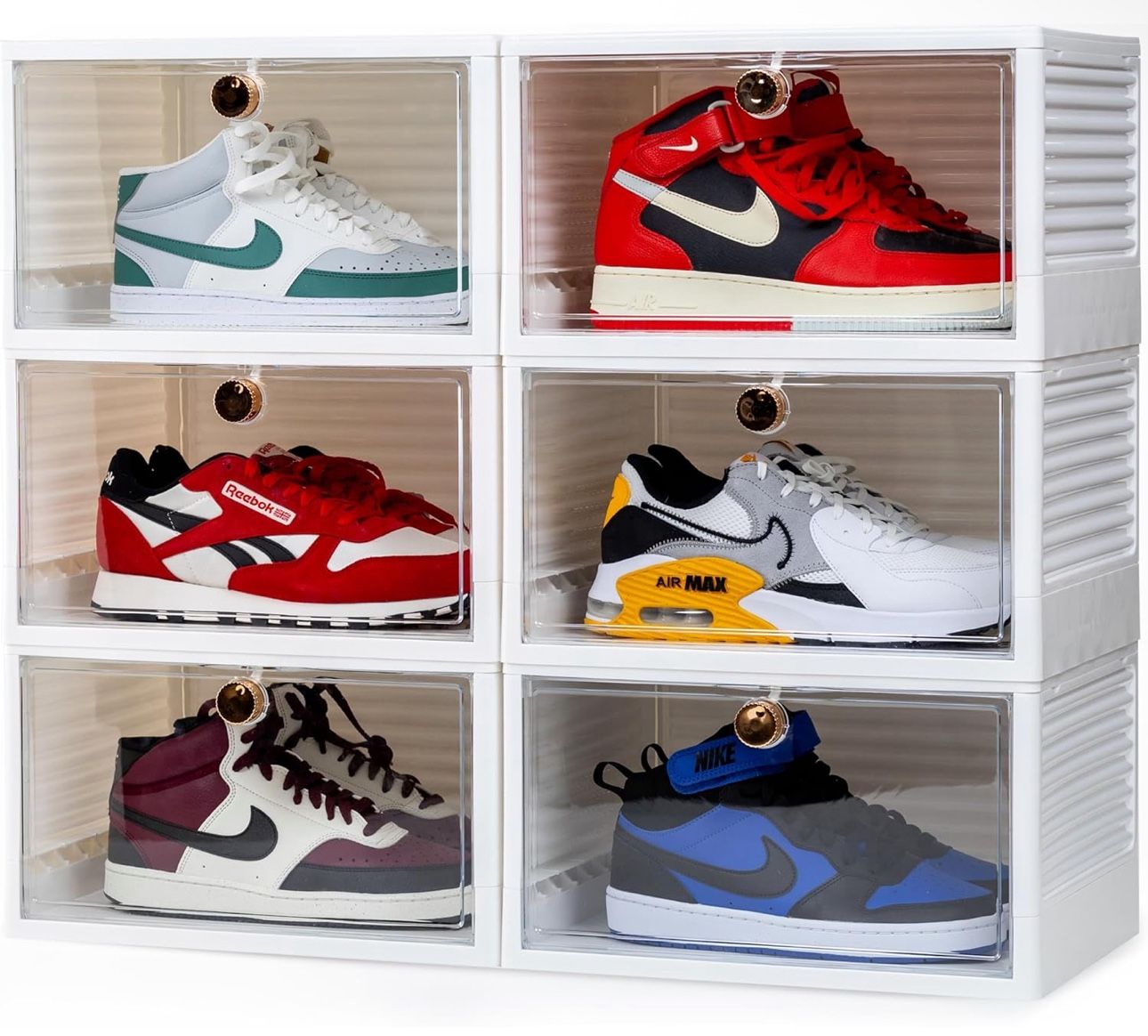 New Shoe Storage Boxes 6 Pack X-Large White Stackable Containers Organizer Space Saver Closet Home Sneakerhead
