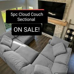 Gray Cloud Modular Sectional Couch Sofa Feathered 5pc