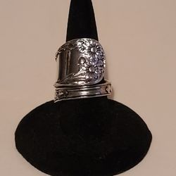 New Silver Sunflower Spoon Ring Adjustable 