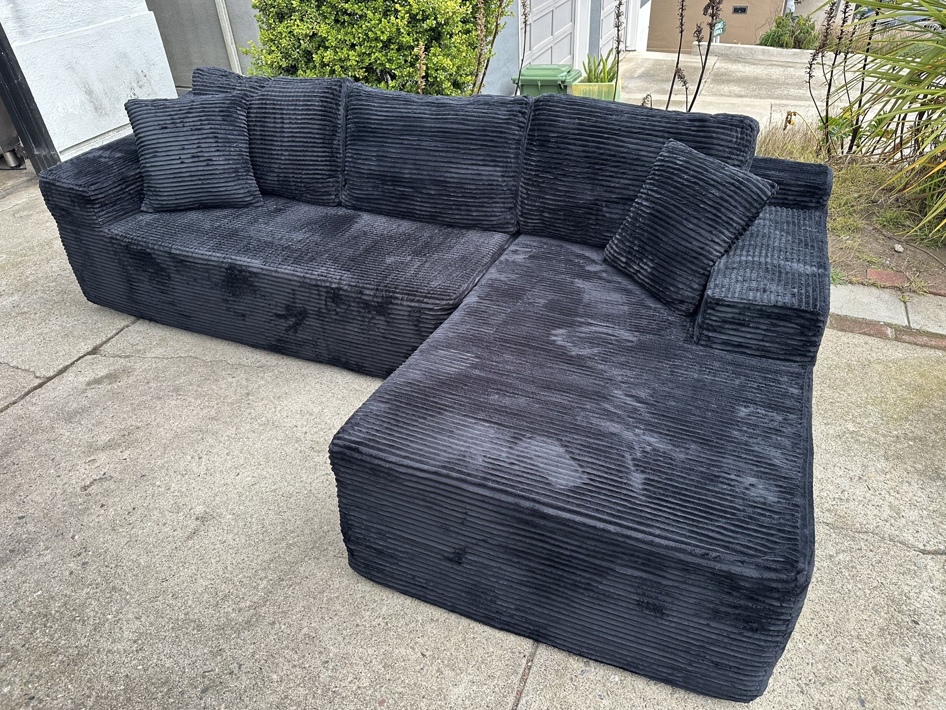 NEW Black Corduroy Sectional Couch-FREE Delivery