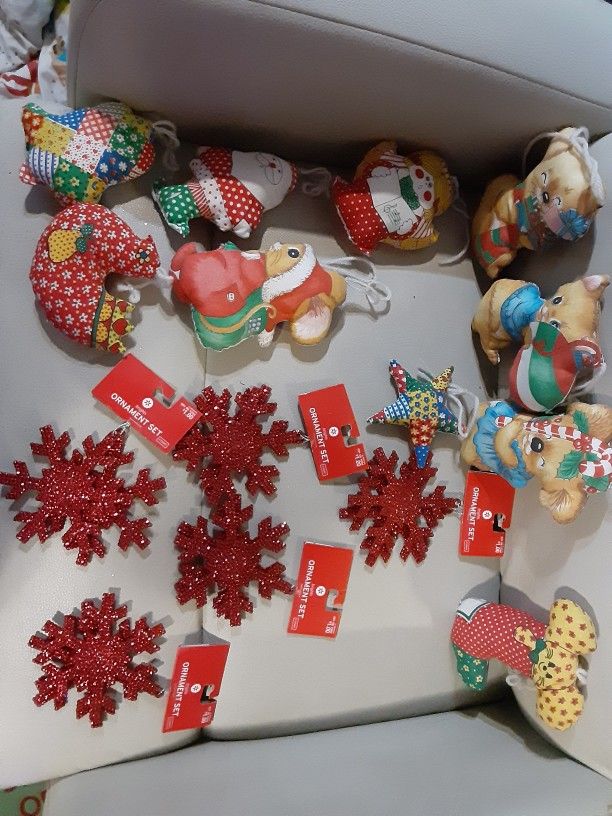 20 Piece Lot Includes Quilted Vintage Handmade Ornaments