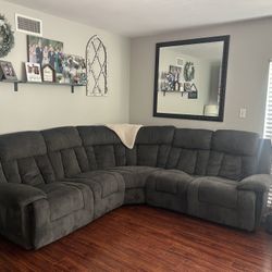 Dark Grey Reclining Couch And recliner 
