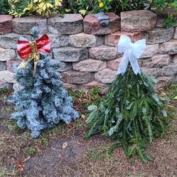 Home-Made / Handmade Mini Christmas Trees And Wreaths 