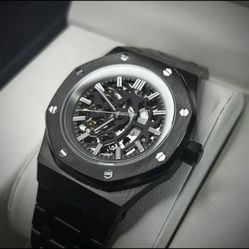 Custom 41mm Black “RO” Style Skeleton Mod Watch w/ NH70 Automatic Movement