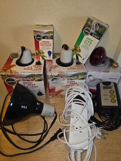 Reptile lamps, bulbs and thermostats