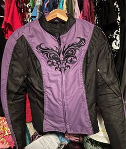 Nexgen women’s purple & black motorcycle jacket with amour size S