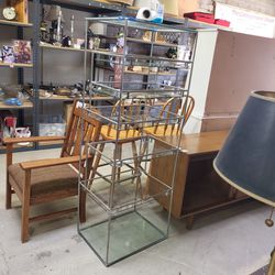 Very Unique Glass And Chrome Display Open Shelving Cabinet Unit