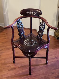 Handcrafted Chinese Corner Armchair Rosewood & Mother of Pearl Inlay