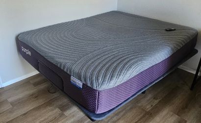 Purple Bed and Adjustable Bed Frame-Queen Size