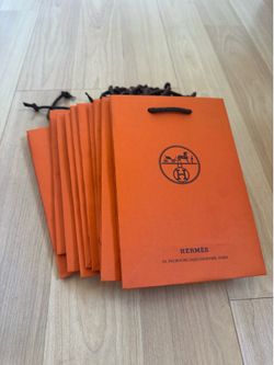 Lot of 10 Authentic Hermès Orange Shopping Bags Small 2025