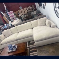 Super Plush 140” Feather Cloud Sectional Sofa Couch