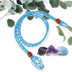 Small to Large Crystal Holder Necklace Cord • BLUE