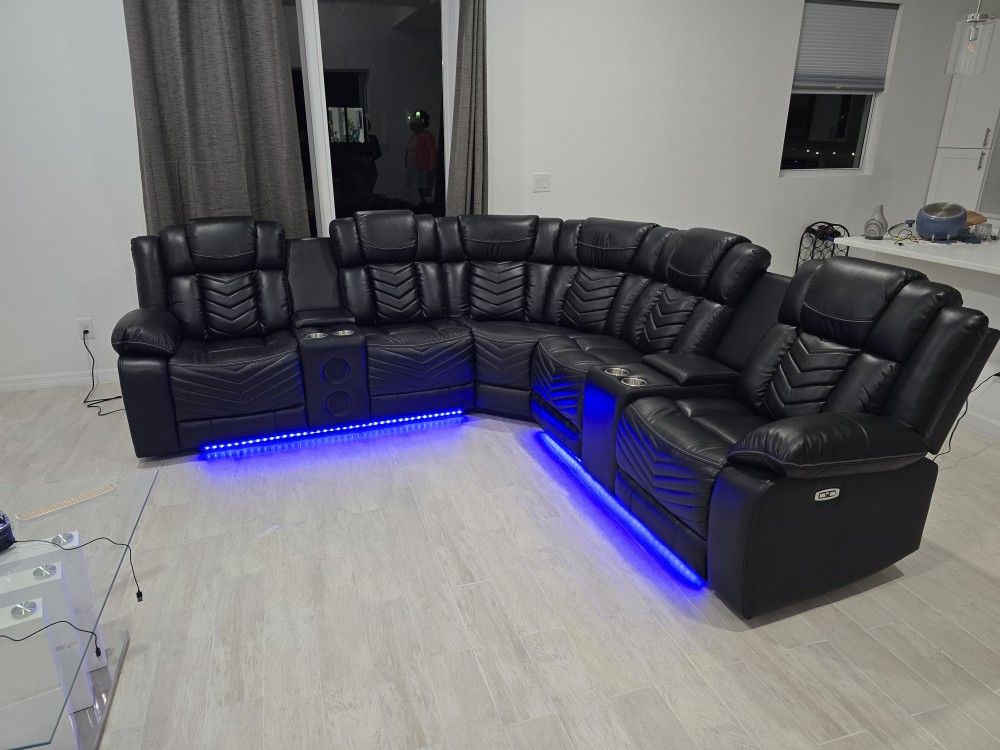 Seccional Reclinable Led Electrico 