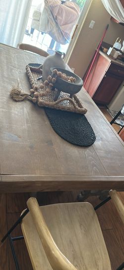 Wood Dining Table 2 Chairs, Two Benches Measurements On Post