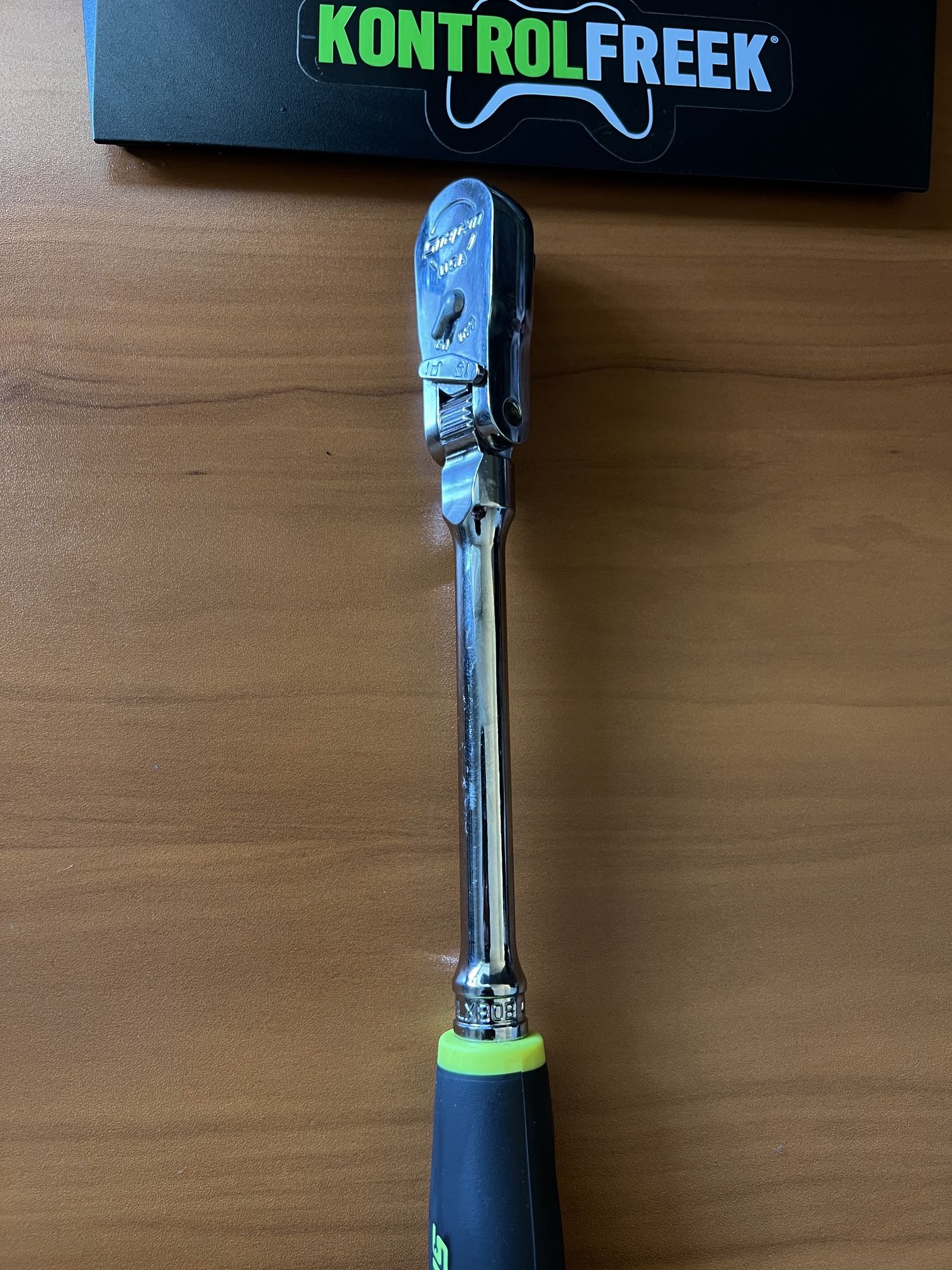 Snap On Tools 3/8" Drive Dual 80® Technology Soft Grip Long Handle Locking Flex-Head Ratchet (Hi-Viz)