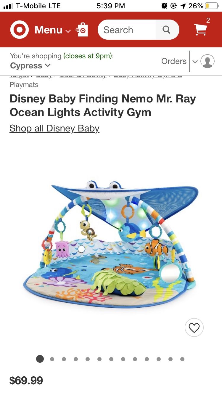 Finding nemo ocean lights activity gym