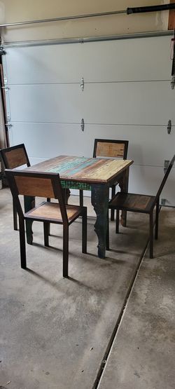 Rustic Reclaimed Wood wrought iron 5 Piece dining set