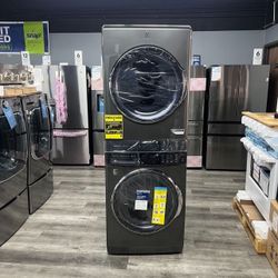 Electrolux 4.5 cu. ft. Stacked Washer and 8.0 cu. ft. Gas Dryer Laundry Tower in Titanium