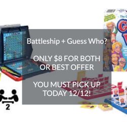 ASAP SAME DAY 12/12 PICKUP! 2 Board Games: Battleship + Guess Who?