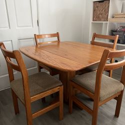 Mid Century Solid Wood Table And Chairs