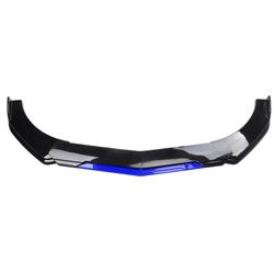 Brand New 5PCS UNIVERSAL GLOSSY BLACK / BLUE FRONT BUMPER LIP SPLITTER KIT