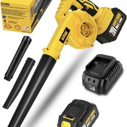 ALLOYMAN Leaf Blower, 20V Cordless Leaf Blower, with 2 X 4.0Ah Battery & Charger, 2-in-1 Electric Leaf Blower & Vacuum for Yard Cleaning/Snow Blowing.