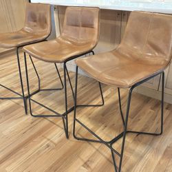 West Elm Slope Leather Bar & Counter Stools