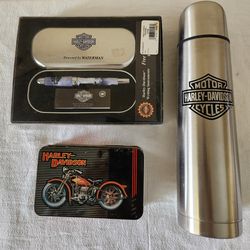 Harley Davidson Thermos, Tin and Writing Set