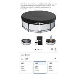 Brand new 12FT Winter Round Pool Cover with Ratchet Strap Tightener | Easy Installation Pool Covers for Above Ground Pools | Solar Hot Tub Cover Ideal