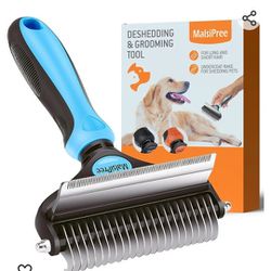 Deshedding Tool and Undercoat Rake for Long and Short Haired Dogs with Double Coat - Dematting Comb and Pet Hair Deshedder Supplies (Large, Blue)

