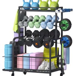 Weight Rack Home Gym Dumbbell Rack Kettlebell Rack Yoga Mat Holder Storage organize fitness wheels