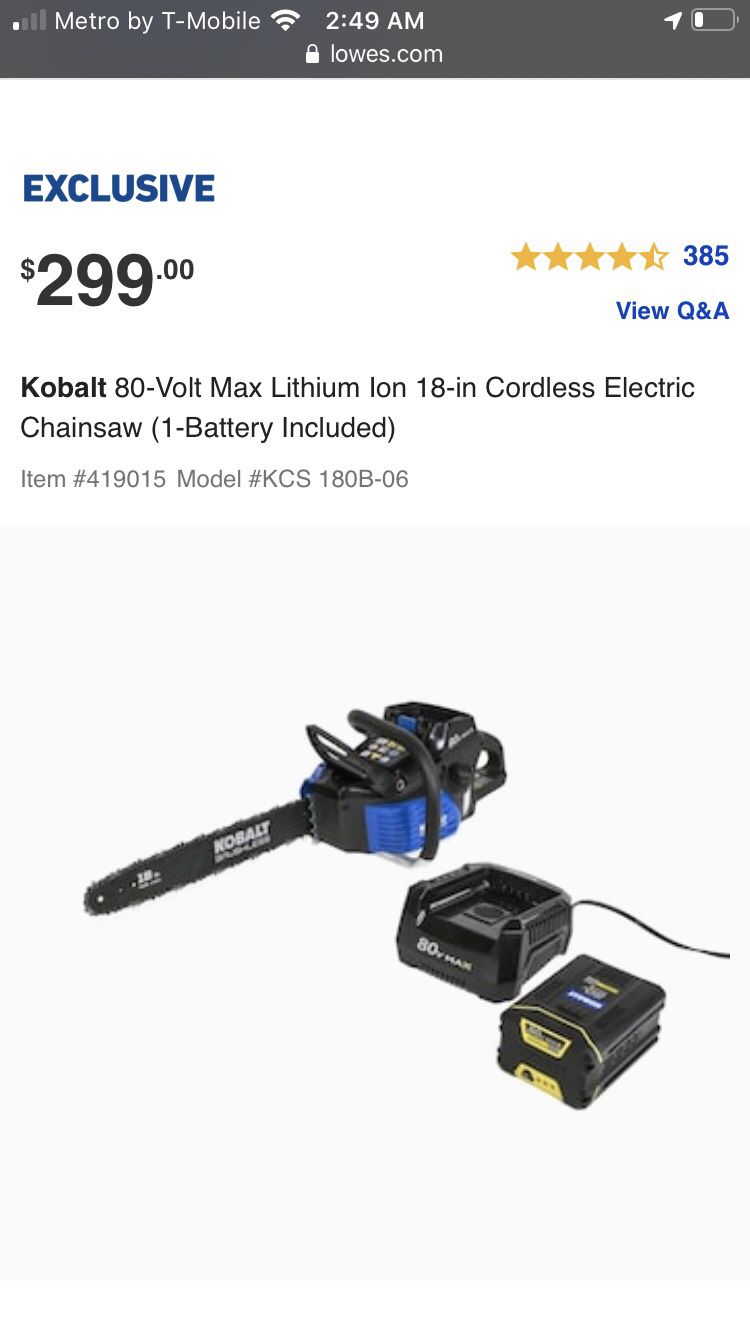 80v Kobalt Chainsaw