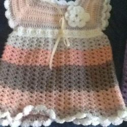 Hand Crochet Dresses/Top W Headband