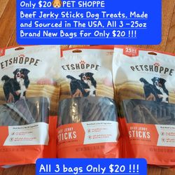 $20🐶Beef Jerky Sticks Dog Treats. Made and Sourced in The USA. All 3 -25oz Brand New Bags for Only $20 !!!
