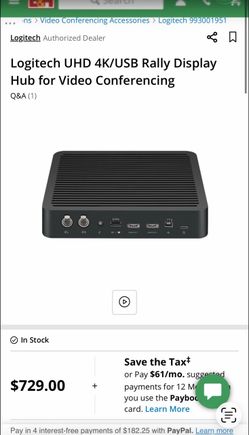 Logitech UHD 4K/USB Rally Display Hub
