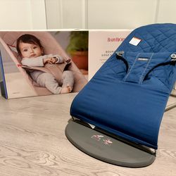 BabyBjörn Bouncer Bliss, Midnight Blue, Woven, Classic Quilt | 2-in-1 AdjustableBaby Bouncer Seat and Toddler Chair, Newborn to Toddler (8-29 lbs), 4